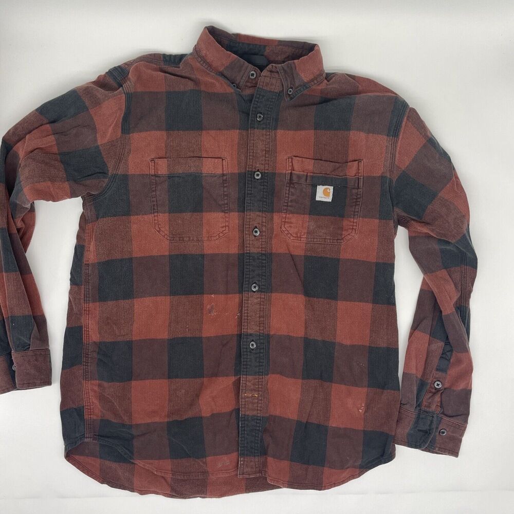 Carhartt Men’s Large Relaxed Fit Flannel Button Up Shirt *STAIN*